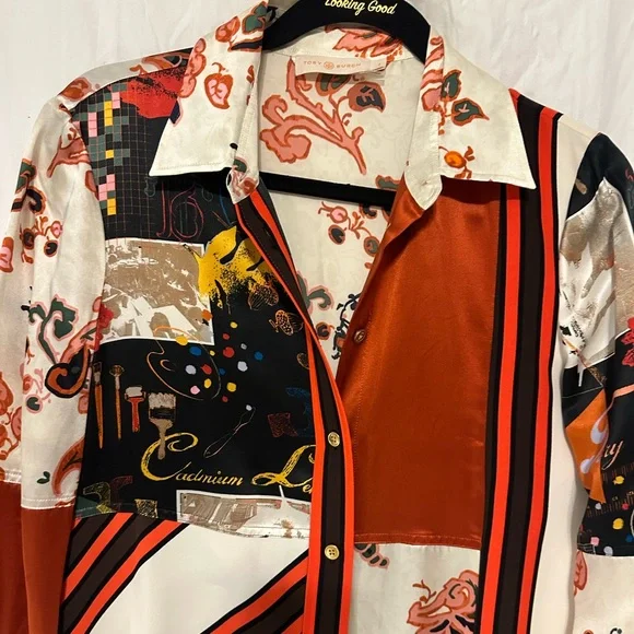 Tory Burch patchwork silk midi dress - Picture 5 of 9